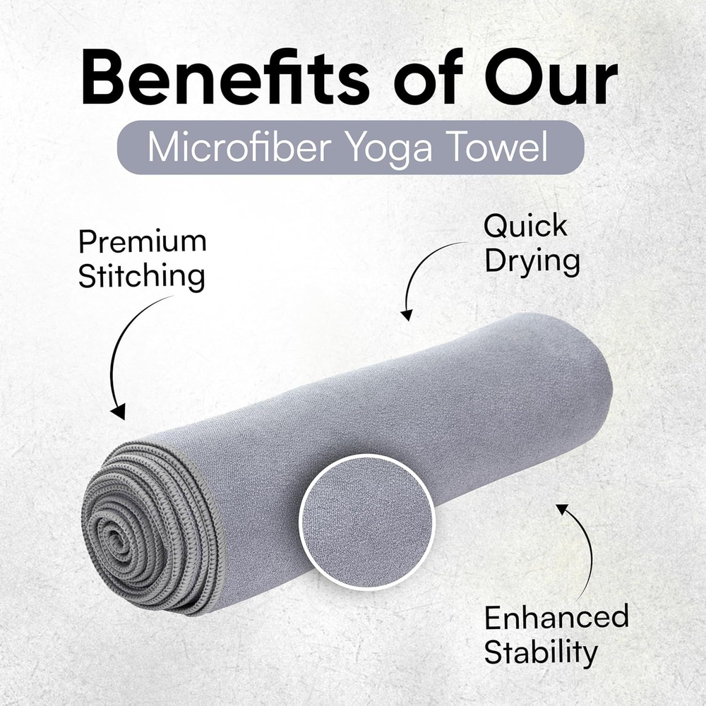 Non-Slip Yoga Mat Towel - Extra Large Microfiber in Fog Gray