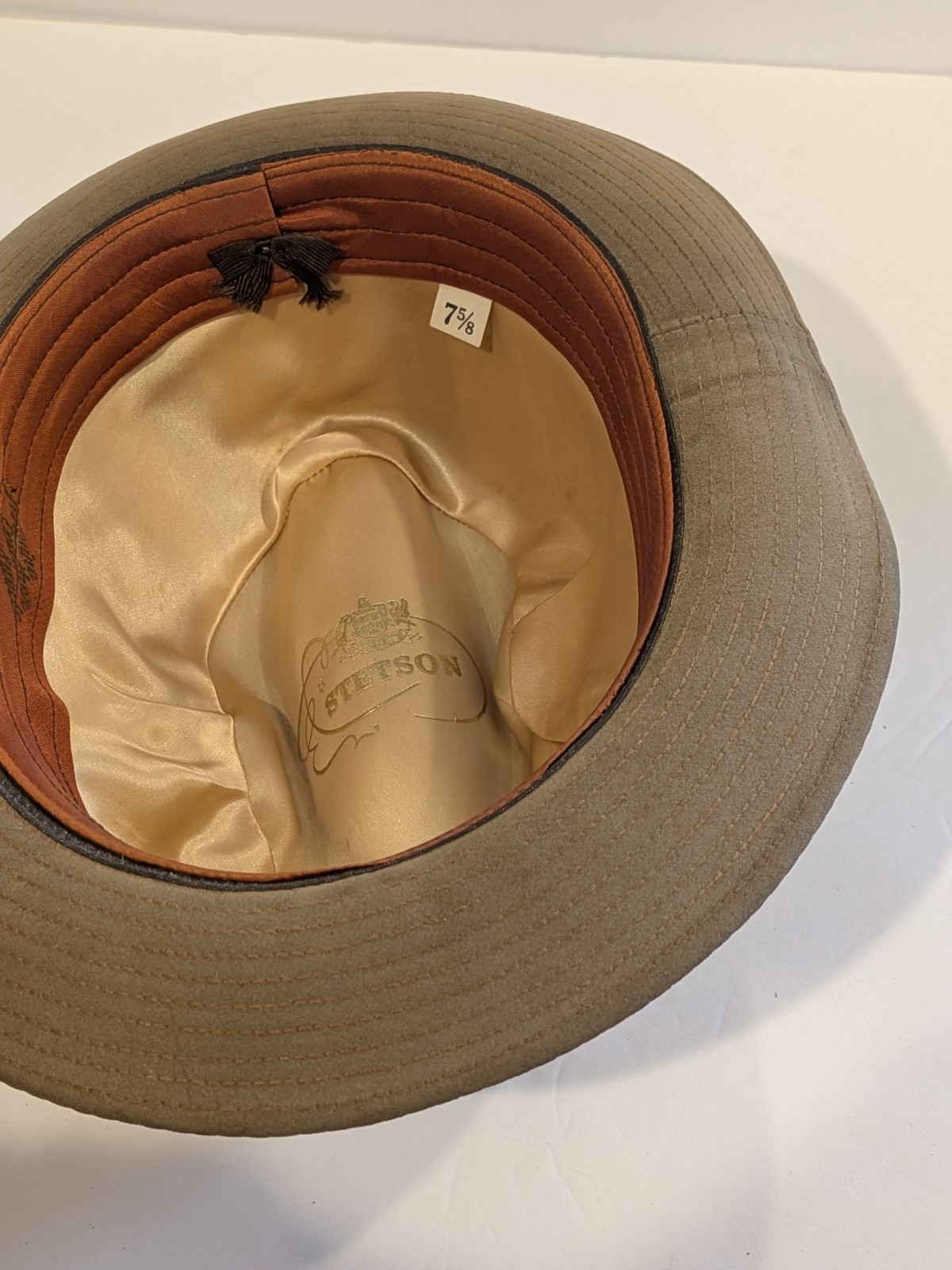 Vtg Stetson Fedora Hat Genuine Leather Suede Men's Brown 7 5/8 XL 