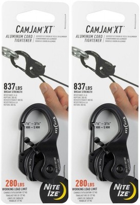 Nite Ize CamJam XT Aluminum Cord Tightener, Regular - 280 lb Load Limit (2-Pack)