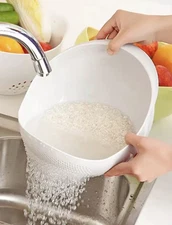 Colander Rice Bowl Drain Basket Fruit Bowl Washing Drain Basket with Handle Wash