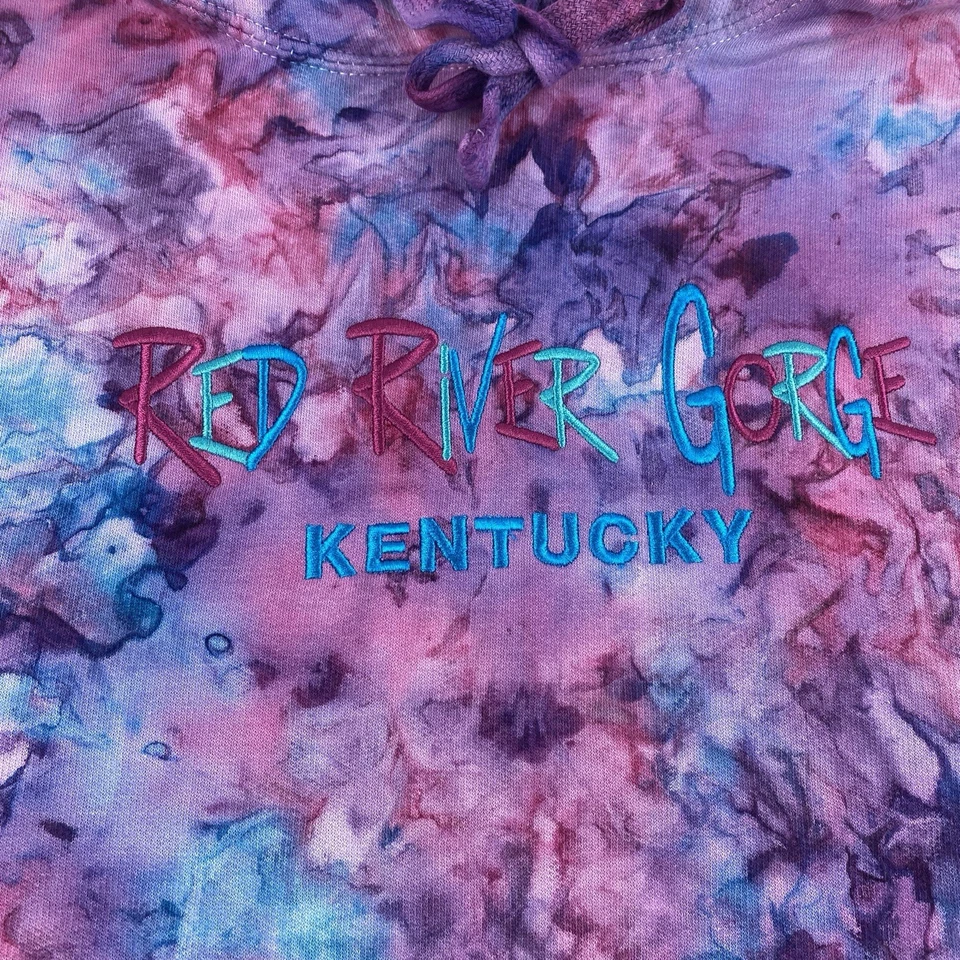 Red River Gorge Kentucky Mujer M Sudadera con Capucha Púrpura Azul Acuarela LUJO Foto 3 de 4