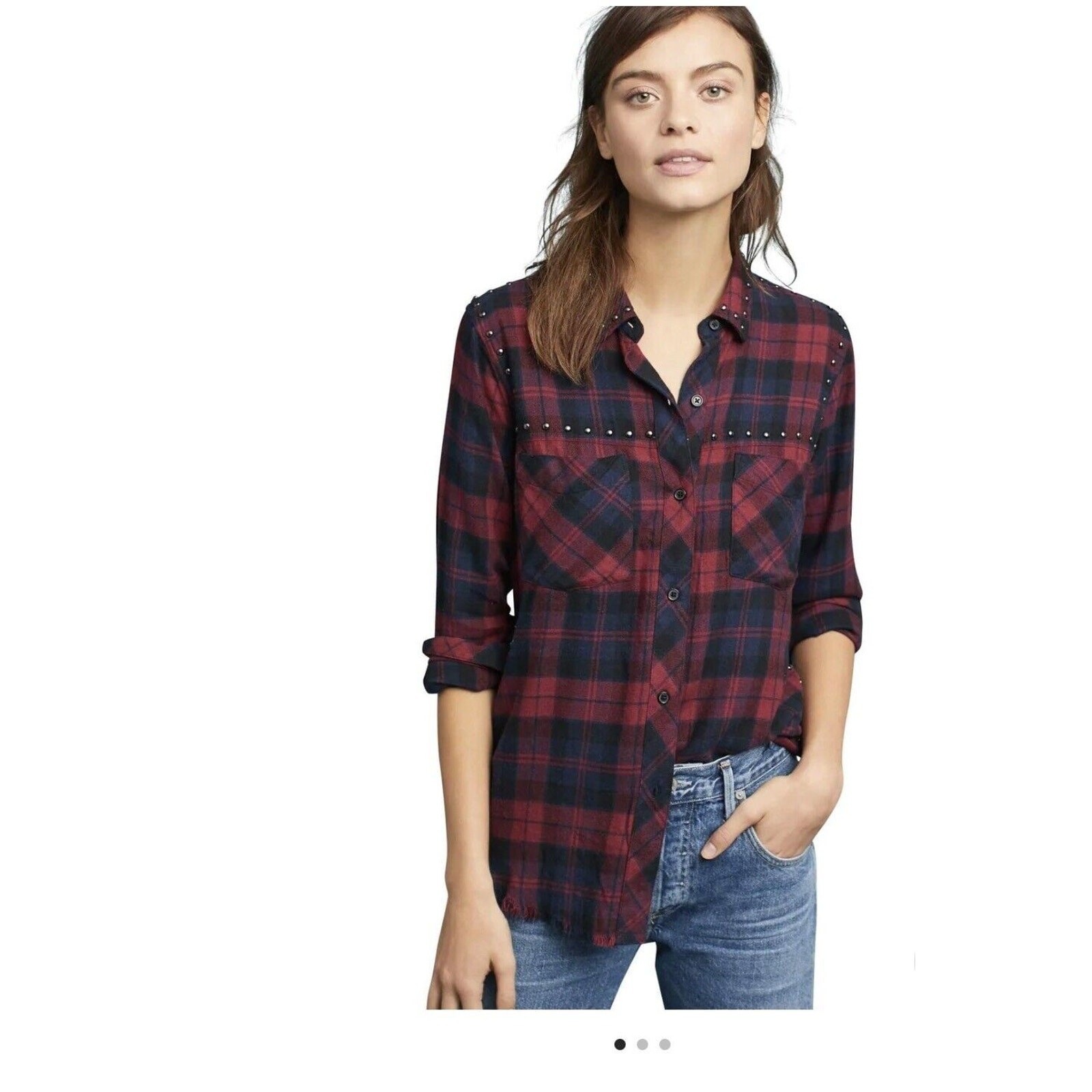 Coastal Cowgirl Studded Flannel Shirt by Rails Rex Size M $218 Retail