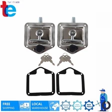 2 Trailer Door Latch T-Handle Lock Steel Stainless Keys Camper RV Truck Toolbox