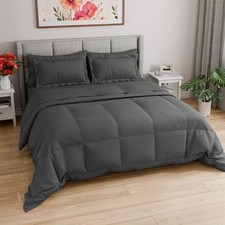 Comforter Set - 7 Piece Bed in a Bag Size Bed Set - Down Queen 02 - Dark Grey