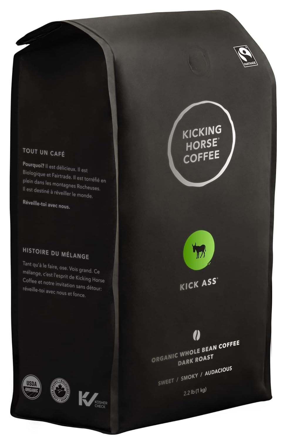 Kicking Horse Coffee Kick Ass, Dark Roast, Whole Bean, 35.2 Ounce (Pack of 6)