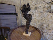 Stele Skulptur Holz Naturholz 60 cm hoch Deko Dekoration Weinstock Kunstobjekt