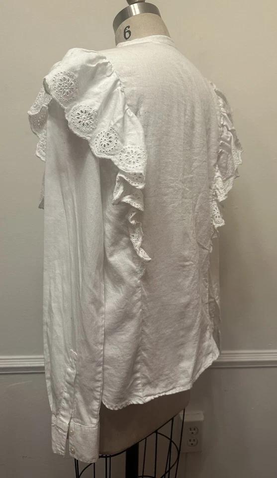 Vintage 70s 80s Prairie Long Sleeve Blouse Lace Victorian Edwardian Style Xs - Image 4 of 4