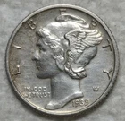 1939 P Mercury Silver Dime (FB / FSB). Estimated Almost Uncirculated - 55 A1371.