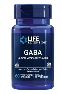 Life Extension GABA (Gamma-aminobutyric Acid), Supports Stress/Sleep/Calm 60Caps