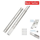 Full Extension 14 Inch Silver Drawer Slides with 100 LB Load Capacity - 10 Pairs