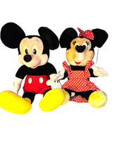 Disney Mickey Minnie Mouse Plush Pair 18-20" Red Polka Dot Dress Vintage