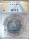 1876-CC Liberty Seated half dollar, ANACS Good / G06 - from the Frontier West