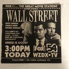 Wall Street Movie Vintage Print Ad Michael Douglas Charlie Sheen TPA8