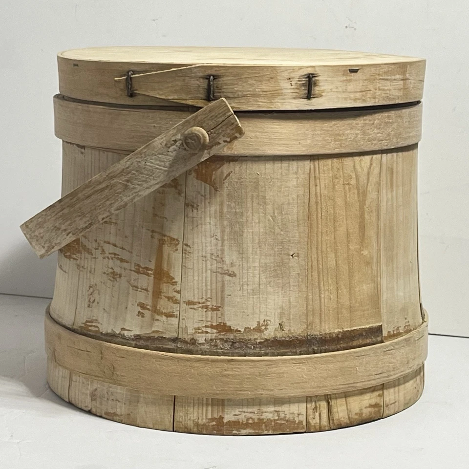 Balde de açúcar vintage Firkin cabo de balanço de madeira década de 1950 - Imagem 3 de 4