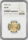 1899-S $5 GOLD LIBERTY NGC AU58