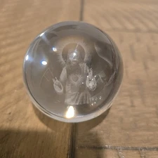 3D Hologram Jesus Holy Family Crystal Ball Glass Jesus Statue Figurine 2.5" Tall