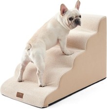 NEW Wide Dog Stairs for High Bed, 33"L x 19.7"W x 22.4"H, 5 Steps, Beige