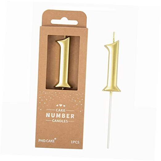 Elegant Gold Number 1 Cake Candle for Birthdays 2.76 Inch PHD