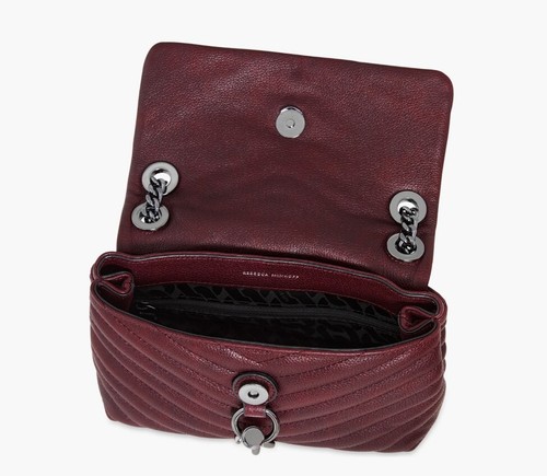 Nuova borsa a tracolla Rebecca Minkoff donna Edie pelle trapuntata granato - Foto 3 di 3