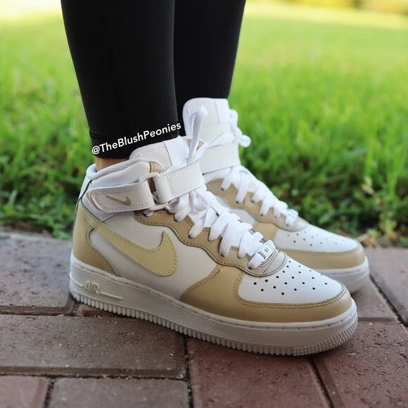 Anoi Volg ons Ziektecijfers Nike Air Force 1 Mid Beige Cream Brown White AF1 Custom Shoes All Sizes  NWT! | eBay