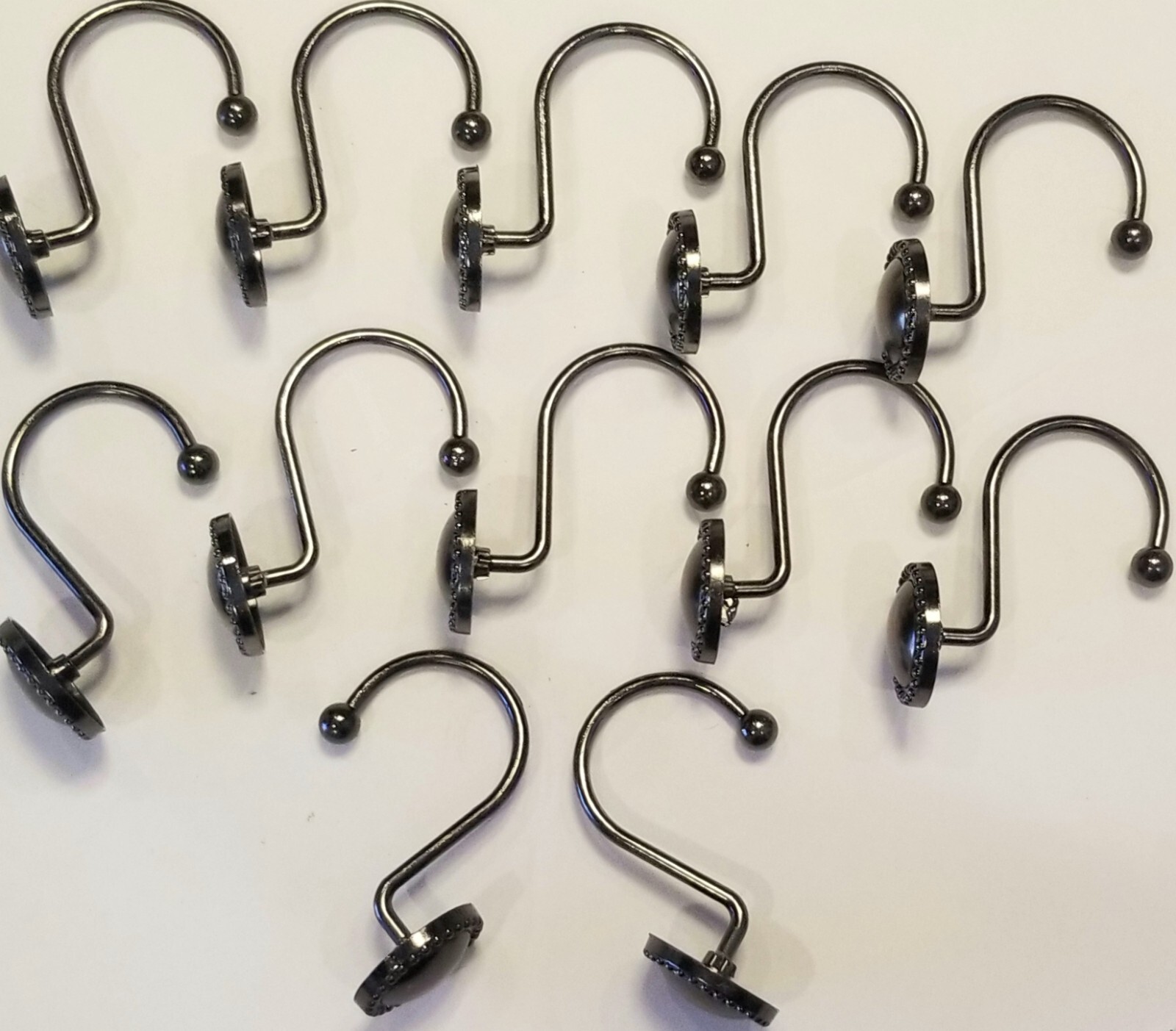 Round Oil Rubbed Brushed Bronze Shower Curtain Hooks Set of 12 Rings eBay