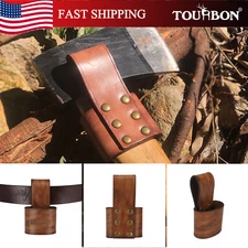 TOURBON Handcrafted Axe Holder Sheath 4mm Leather Belt Loop for Hatchet Camping