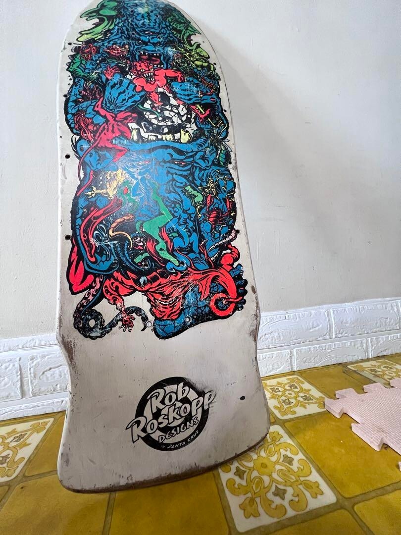 SANTA CRUZ Rob Roskopp Vintage Skateboard Deck With Rail Bar Hole