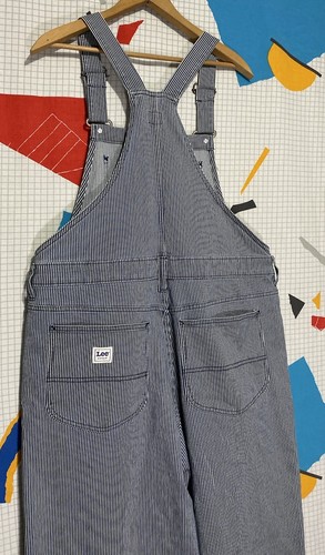 Lee Jeans Overalls Bibs Medium Hickory Striped Railroad Baggy Wide Leg 30s 40s - Picture 6 of 9