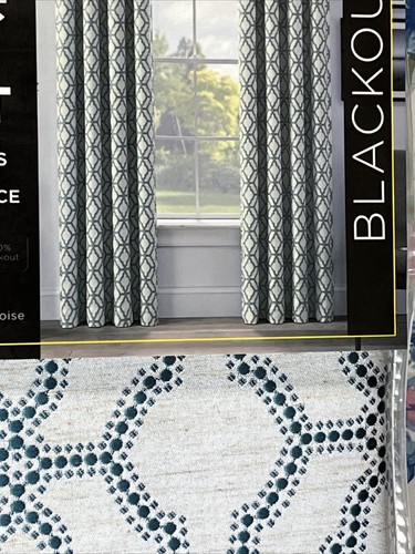 Eclipse Blackout PAIR / Two Rod Pocket Panels 104"x84" total width, Lollie Blue - Picture 5 of 7