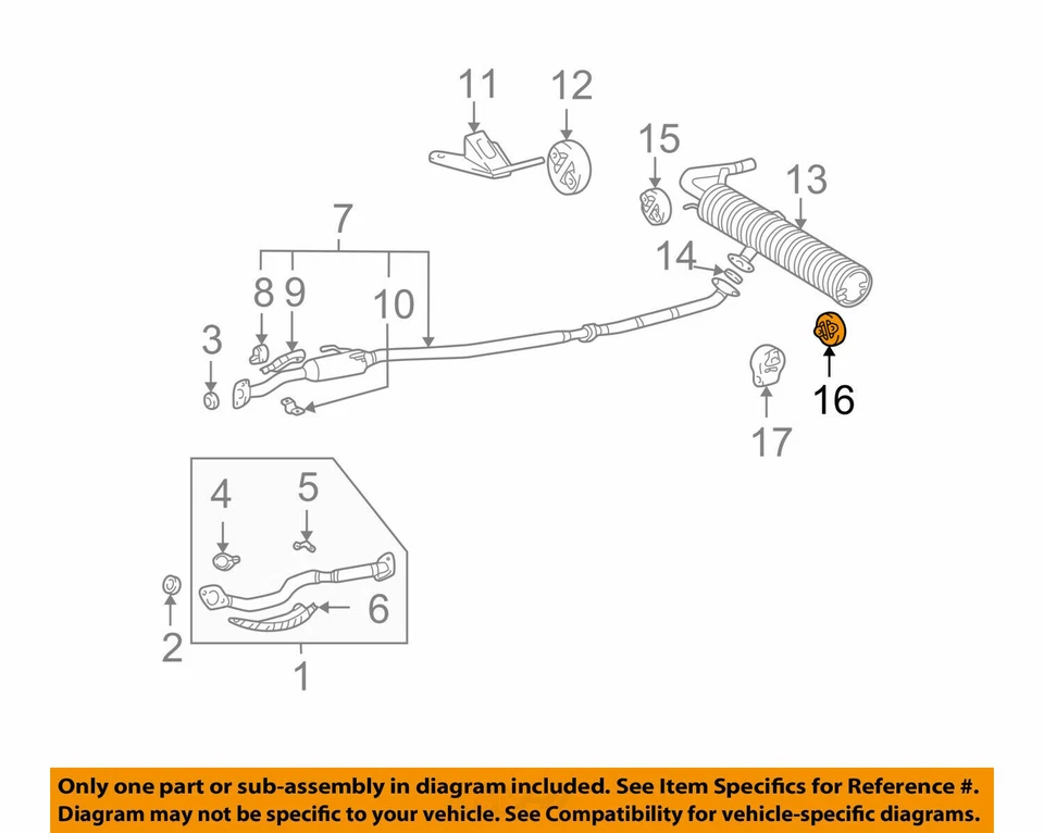 1756546040 TOYOTA OEM soporte de escape 1756546040 TABLA DE MONTAJE EN DETALLE Foto 2 de 3