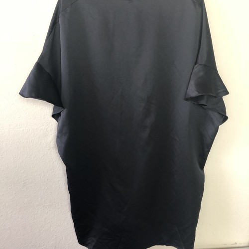 Victoria Secret ONE SIZE S M L Black Satin Ruffle Wrap Kimono Robe B15 - Picture 6 of 6