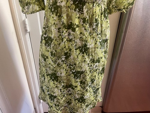 Tahari Green Floral Short Sleeve Dress with attached slip sz 6 adjustable straps - Picture 6 of 24