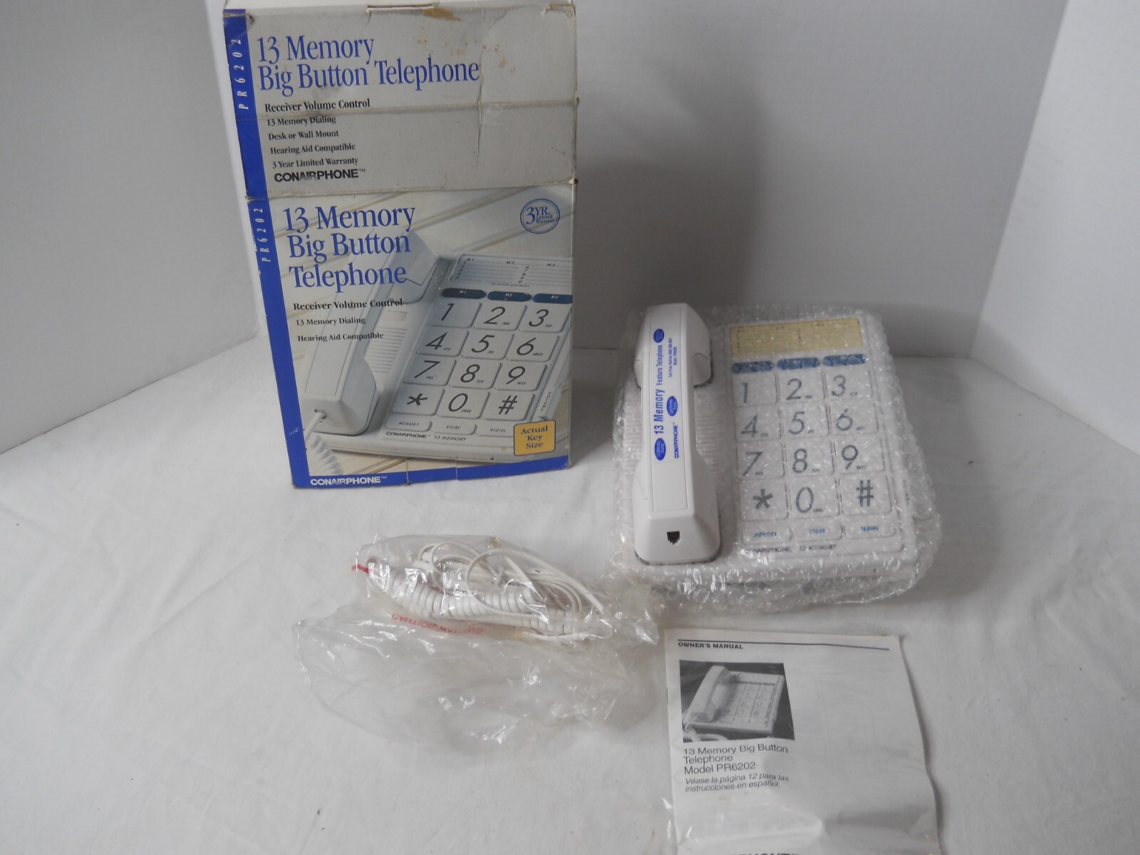 Conair phone Big Number Telephone Vintage Never used NOS Model PR6202