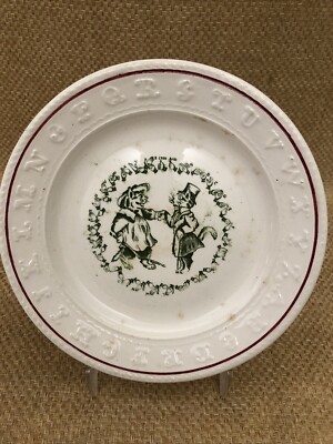 Antique Early H. Aynsley Longton ABC Sign Language Childs Plate Rd # 426673 Cats