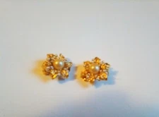 RARE on eBay! Kenneth Jay Lane Gold Tone And Faux Pearl Clip On Earrings