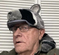 Faux Fur Raccoon  Hat Unisex Winter Animal Hat - Adult Size