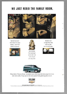 Chevy Astro LT Minivan ''We Just Redid The Family Room'' Vintage 1996 Print Ad