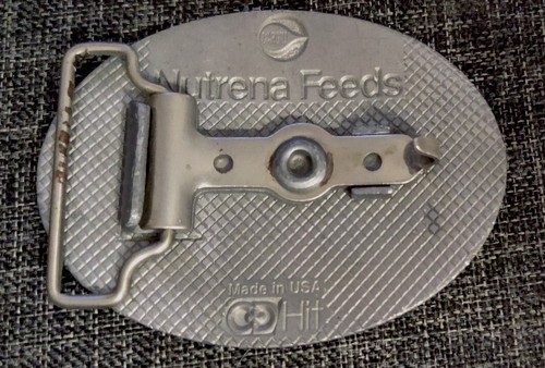 Iowa 1846 Pork Producer Pig Pewter Belt Buckle Nutrena Feeds Promo Farming USA - Picture 2 of 2