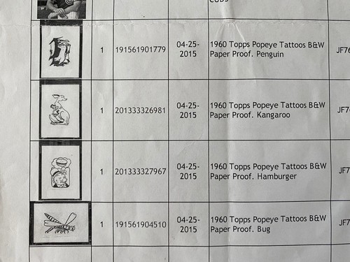 1960 Topps Popeye Tattoos Wimpy B&W Paper Proof Topps Vault Tattoo Card 1960s - Picture 4 of 4