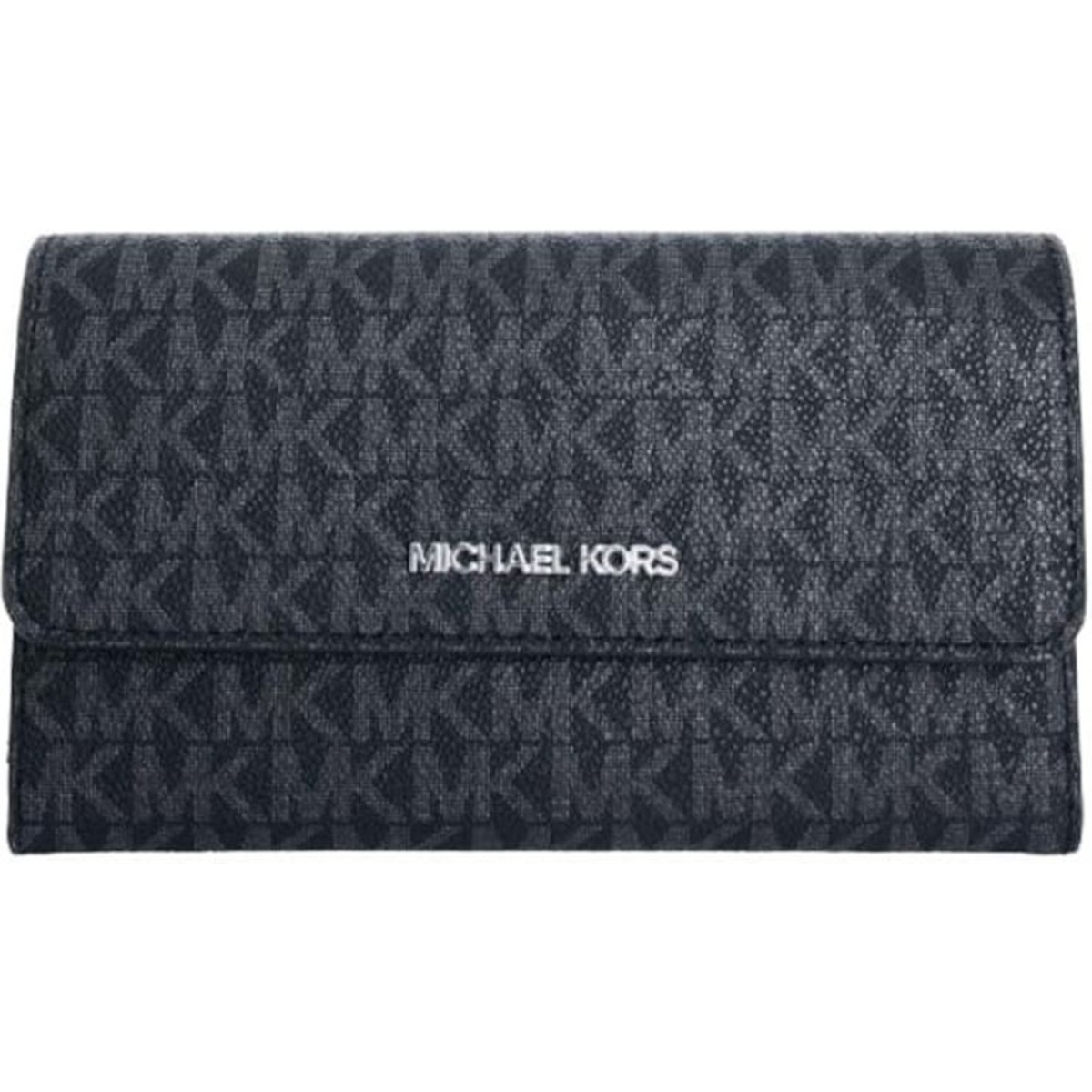 Michael Kors Jet Set Travel Large Trifold Leather Wallet (Black