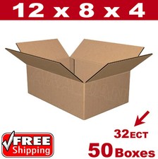 50 - 12x8x4 Cardboard Boxes Mailing Packing Shipping Box 32ECT Corrugated Carton