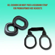 Gel Cushion Ear Muff Pads and Headband Strap for ProMaxPower HDC Headsets