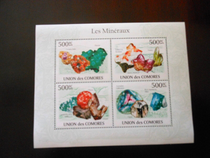 Union of Comoro Islands 2010/2011 , 2 souvenir sheets featuring minerals