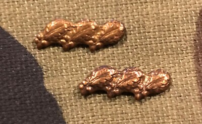 SET OF 2 TRIPLE BRONZE OAK LEAF CLUSTER RIBBON OR MEDAL ATTACHMENTS