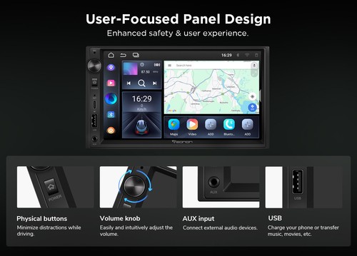 CAM+UA13 Double DIN Android 13 7" Car Stereo DAB+ Radio WiFi GPS Sat Nav CarPlay - Picture 19 of 22