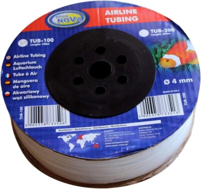 Aqua Nova Silikon Luft Schlauch 4mm für Membranpumpe 100m Rolle Zucht Aquarium