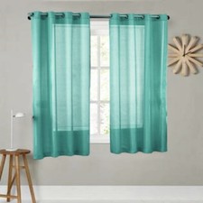 2PC SOLID SHEER VOILE PANEL INDOOR WEDDING GROMMETS WINDOW CURTAIN