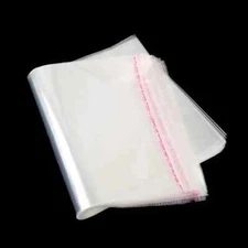 Resealable Transparent Plastic Poly Bags Self Adhesive 100 pcs 10X15+1.5 Inch