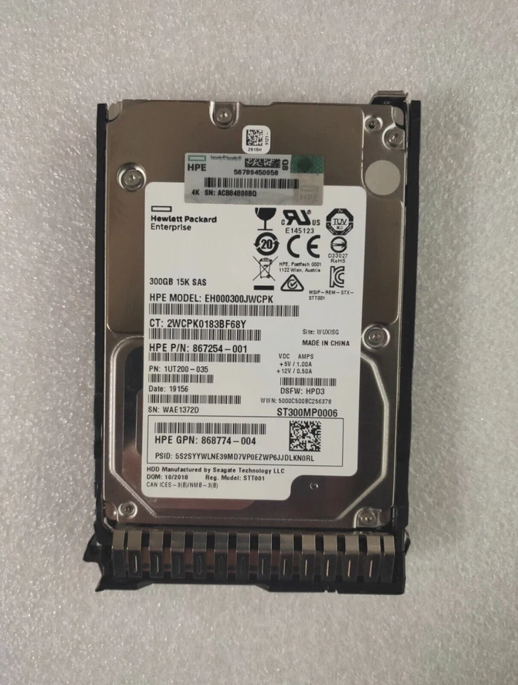 HPE 870792-001 300GB HP 870753-B21 SAS 12G ENT 15K SFF 2.5" SC DS HDD NEW - Image 2 of 4