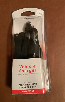 Verizon WIRELESS Universal VEHICLE Charger FITS Most MICRO USB Charging Ports